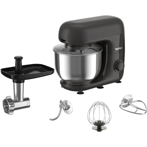 Кухонна машина Tefal Bake Essential 800Вт, чаша-метал, корпус-метал/пластик, насадок-4, чорний