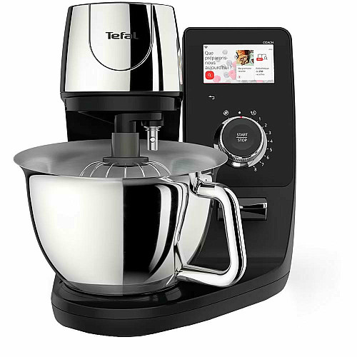 Кухонная машина Tefal I-Coach Touch, 1200Вт, чаша-металл, корпус-металл+пластик, дисплей, насадок-3, подкл. к смартфону, черный