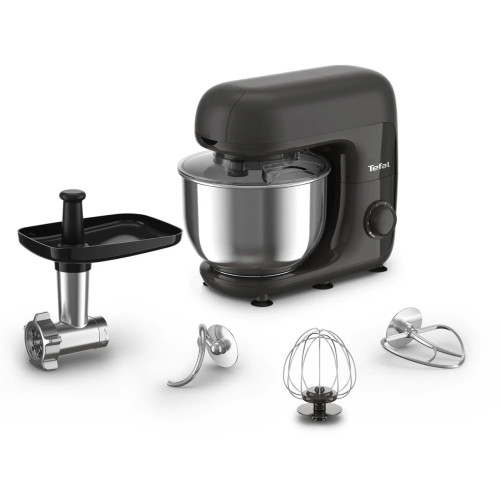 Кухонна машина Tefal Bake Essential 800Вт, чаша-метал, корпус-метал/пластик, насадок-4, чорний