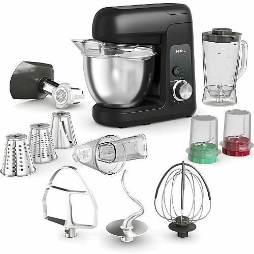 Кухонная машина Tefal Bake Partner 1100Вт, чаша-металл, корпус-пластик, насадок-8, черный