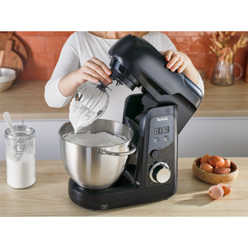 Кухонна машина Tefal Bake Partner + 1100Вт, чаша-метал, корпус-пластик, насадок-9, чорний