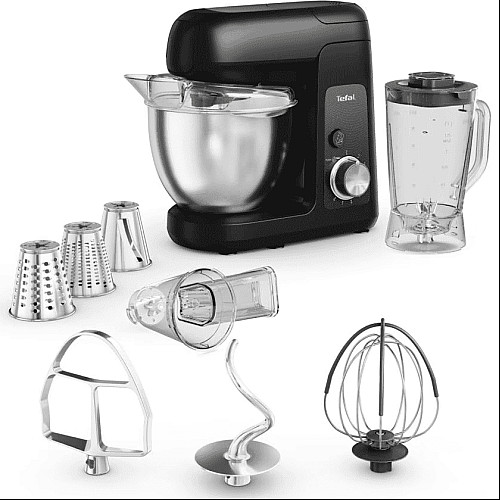 Кухонная машина Tefal Bake Partner 1100Вт, чаша-металл, корпус-пластик, насадок-6, черный