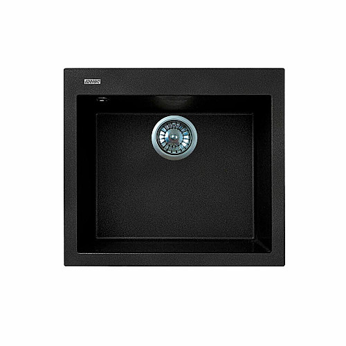 Мойка кухонная Adamant Univer, искусственный камень, квадрат, без крыла, 560х500х200мм, чаша – 1, врезная, черный
