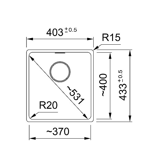 Мийка кухонна Franke Maris, фраграніт, прямокутник, без крила, 403х433х200мм, чаша - 1, монтаж під стільницю, MRG 110-37, білий
