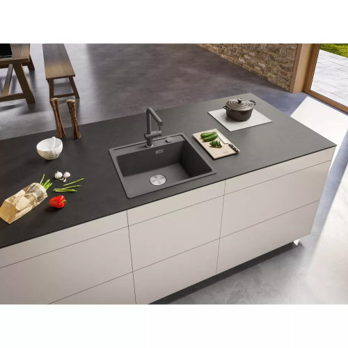 Комплект - мийка MRG 610-52 TL фраграніт, чорний матовий, 114.0668.819 і подрібнювач харч. відходів SLIM 50, 134.0715.098, вкл. Сифон