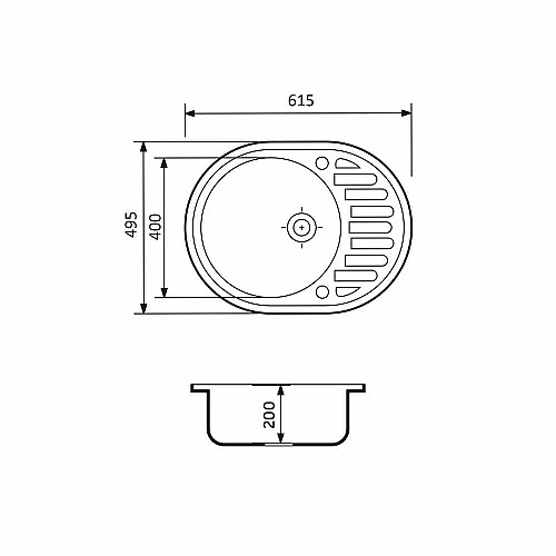 Набір кухонний Adamant Ovum, штучний камінь, овальна, з крилом, 615х495х200мм, чаша - 1, врізна, графіт + змішувач та дозатор