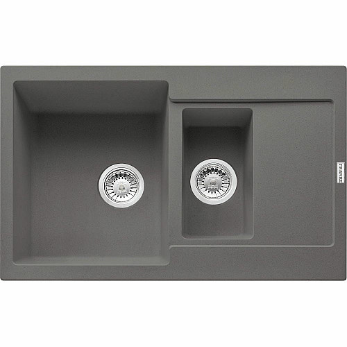 Кухонна мийка Franke Maris, фраграніт, прямокут., з крилом, 780х500х200мм, чаша-2, накладна, сірий камінь