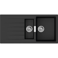 Мийка кухонна Hansgrohe S52, граніт, прямокутник, з крилом, 980х480х190мм, чаша - 1.5, накладна, S520-F530, чорний графіт