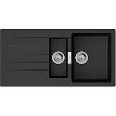 Мойка кухонная Hansgrohe S52, гранит, прямоугольник, с крылом, 980х480х190мм, чаша – 1.5, накладная, S520-F530, черный графит