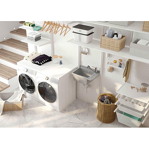 Мойка кухонная Deante Garden, полистирол, прямоугольная, без крыла, 505х350х252мм, чаша - 1, к стене, серый