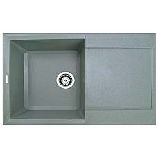 Мийка кухонна Adamant Horizon, штучний камінь, прямокут., з крилом, 780х495х230мм, чаша - 1, врізна, сірий