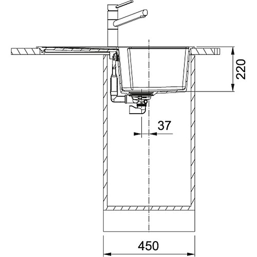 Мойка кухонная Franke Urban, фрагранит, прямоугольник, с крылом, 780х500х220мм, чаша – 1, накладная, UBG 611-78, черный матовый