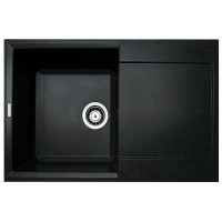 Мийка кухонна Adamant Horizon, штучний камінь, прямокут., з крилом, 780х495х230мм, чаша - 1, врізна, чорний