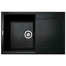 Мийка кухонна Adamant Horizon, штучний камінь, прямокут., з крилом, 780х495х230мм, чаша - 1, врізна, чорний