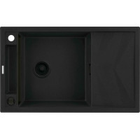 Мийка кухонна Deante Magnetic, граніт, прямокут., з крилом, 820х500х219мм, чаша - 1, накладна, чорний матовий