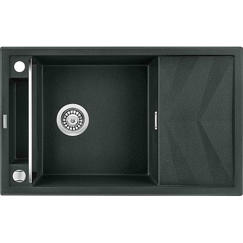 Мойка кухонная Deante Magnetic, гранит, прямоугольник, с крылом, 820х500х219мм, чаша – 1, накладная, металлический графит.