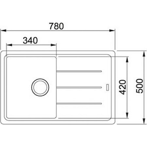 Мойка кухонная Franke Basis, фрагранит, прямоугольник, с крылом, 780х500х200мм, чаша - 1, накладная, BFG 611-78, сахара
