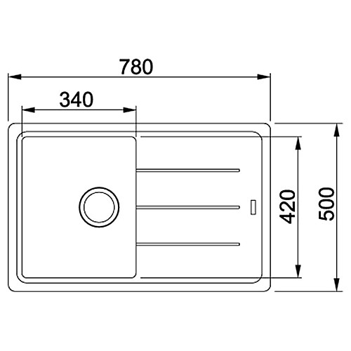 Мойка кухонная Franke Basis, фрагранит, прямоугольник, с крылом, 780х500х200мм, чаша – 1, накладная, BFG 611-78, серый камень