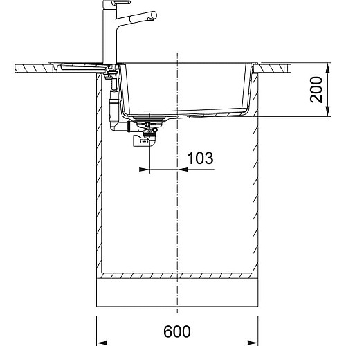 Мойка кухонная Franke Centro, фрагранит, прямоугольник, с крылом, 780х500х200мм, чаша – 1, врезная, CNG 611-78 XL, черный матовый