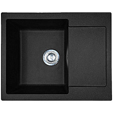 Мийка кухонна Adamant Minimal, штучний камінь, прямокут., з крилом, 615х495х200мм, чаша - 1, врізна, чорний