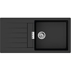 Мийка кухонна Hansgrohe S52, граніт, прямокутник, з крилом, 980х480х190мм, чаша - 1, накладна, S520-F480, чорний графіт