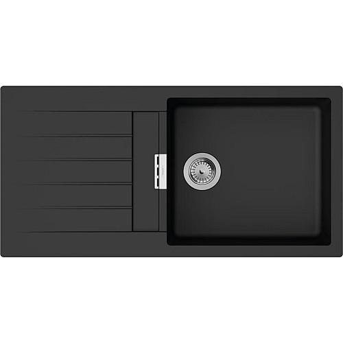 Мойка кухонная Hansgrohe S52, гранит, прямоугольник, с крылом, 980х480х190мм, чаша – 1, накладная, S520-F480, черный графит