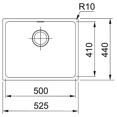 Мойка кухонная Franke Sirius, тектонайт, прямоугольник, без крыла, 525х440х200мм, чаша - 1, врезная, SID 110-50, черный