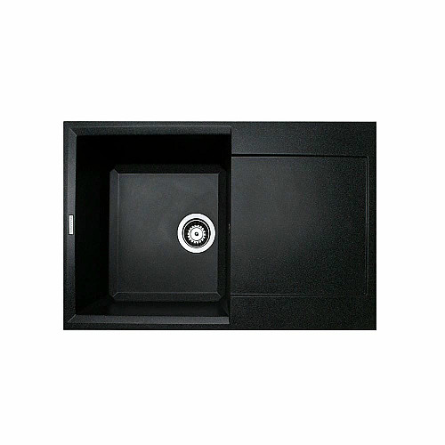 Мойка кухонная Adamant Horizon, искусственный камень, прямоуголь., с крылом, 780х495х230мм, чаша - 1, врезная, черный