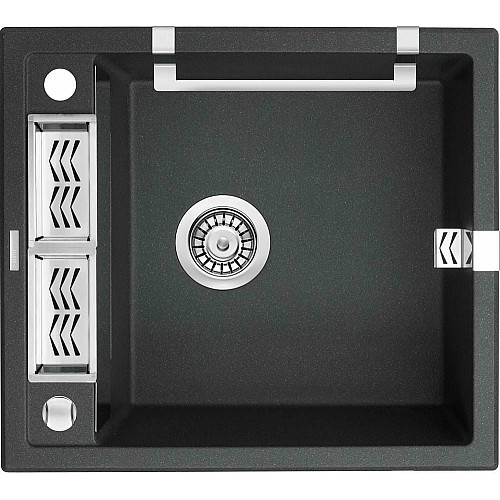 Мойка кухонная Deante Magnetic, гранит, квадрат, без крыла, 560х500х219мм, чаша – 1, накладная, металлический графит