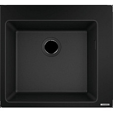 Мойка кухонная Hansgrohe S51, гранит, квадрат, без крыла, 560х510х190мм, чаша – 1, накладная, S510-F450, черный графит
