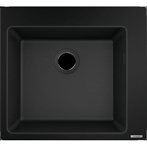 Мойка кухонная Hansgrohe S51, гранит, квадрат, без крыла, 560х510х190мм, чаша – 1, накладная, S510-F450, черный графит