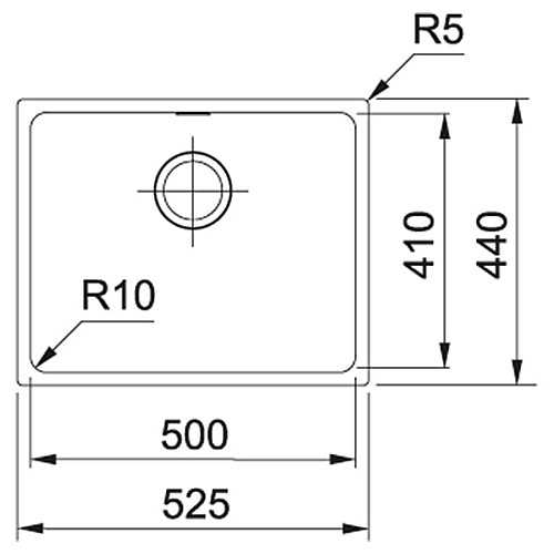 Кухонна мийка Franke Sirius, тектонайт, врізна, без крила, чаша-1, 525х440х200, SID 110-50, сірий