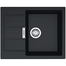 Мийка кухонна Franke Sirius, тектонайт, прямокутник, з крилом, 620х500х200мм, чаша - 1, накладна, SD2 611-62, чорний