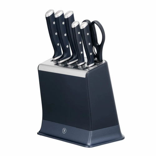 Набір ножів Tefal EverSharp Pro, з блоком, 6предметів, нержавіюча сталь, синій