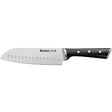 Кухонний ніж Сантоку Tefal Ice Force, 18см, нержавіюча сталь, пластик, чорний