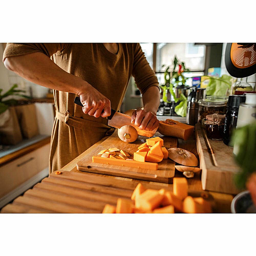 Кухонный нож поварской Nakiri Fiskars Functional Form, 15.8см, нержавеющая сталь, пластик, черный