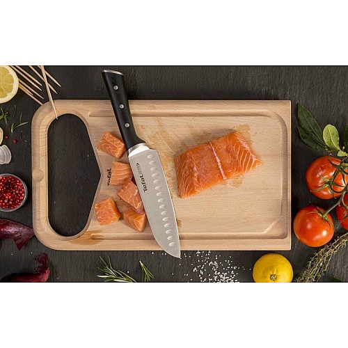 Кухонний ніж Сантоку Tefal Ice Force, 18см, нержавіюча сталь, пластик, чорний