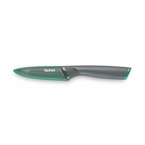 Кухонный нож для чистки овощей Tefal Fresh Kitchen, с чехлом 9см, нержавеющая сталь, черно-зеленый