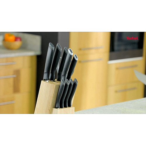 Нож для хлеба Tefal Comfort, с чехлом, 20см, нержавеющая сталь, пластик, черный