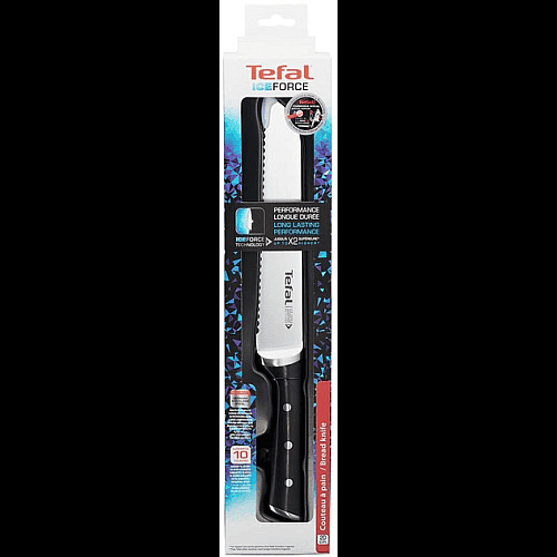 Ніж для хліба Tefal Ice Force, 20см, нержавіюча сталь, пластик, чорний
