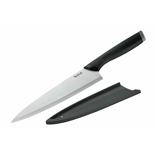 Кухонный нож поварской Tefal Comfort, 15см, с чехлом, нержавеющая сталь, пластик, черный