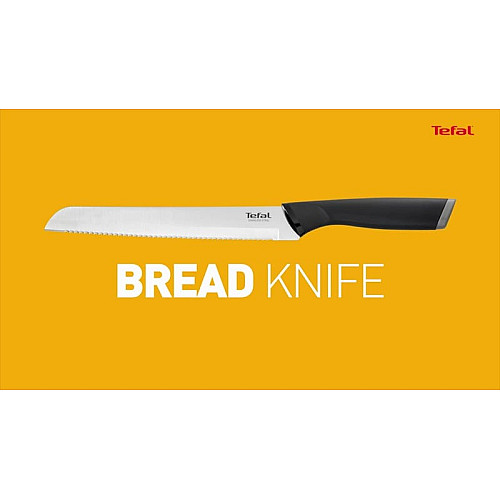 Нож для хлеба Tefal Comfort, с чехлом, 20см, нержавеющая сталь, пластик, черный