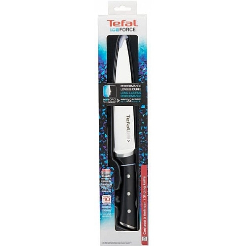 Кухонний ніж поварський Tefal Ice Force, 20см, нержавіюча сталь, пластик, чорний