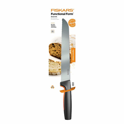 Кухонный нож для хлеба Fiskars Functional Form, 21.3см, нержавеющая сталь, пластик, черный
