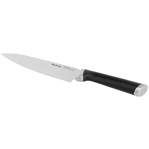 Кухонный нож поварской Tefal Eversharp, 16.5см, с чехол-точилкой нержавеющая сталь, пластик, черный