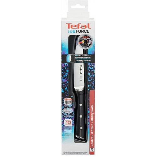 Кухонный нож универсальный Tefal Ice Force, 11см, нержавеющая сталь, пластик, черный