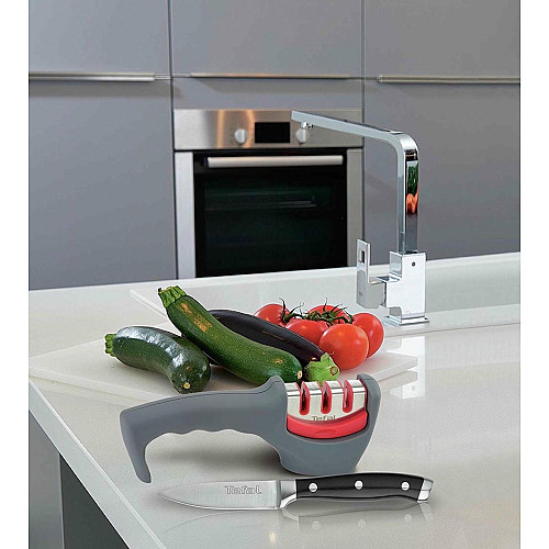 Точилка для ножей Tefal Fresh Kitchen, нержавеющая сталь, пластик, серый