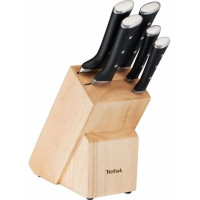 Набор ножей Tefal Ice Force, 5пр., с деревянной колодкой, нержавеющая сталь, пластик, черный
