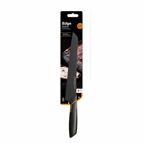 Кухонний ніж для хліба Fiskars Edge, 23.4см, нержавіюча сталь, пластик, чорний
