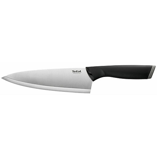 Кухонный нож поварской Tefal Comfort, 20см, с чехлом, нержавеющая сталь, пластик, черный